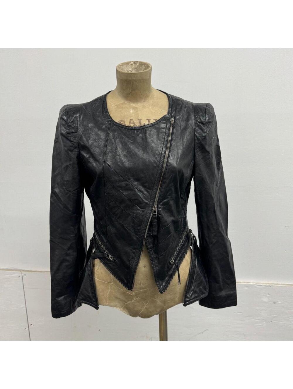 Vintage Black Multi-Way Zip Side Avant Garde Leather Jacket